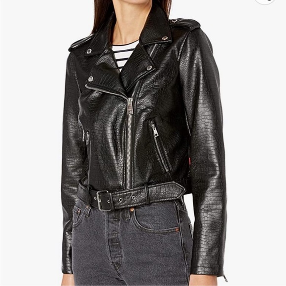 Levi's Black Snakeskin Leather Jacket NWT - Picture 1 of 12